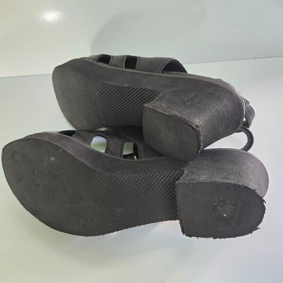 Cordani Retro Black Leather Peep Toe Sling Back Sandals Size 37 - Picture 5 of 8